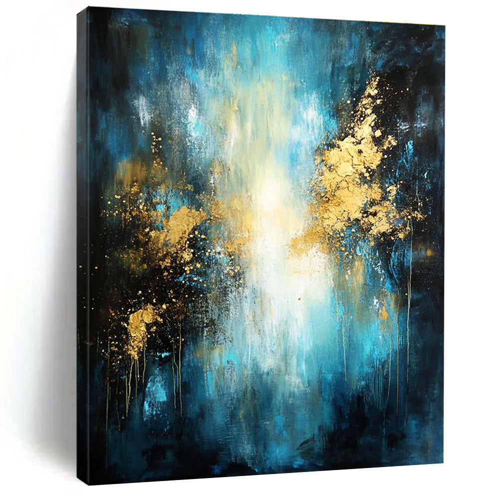 Blue - Gold Abstract Painting for Luxurious Hotel Lobbies GAB0867