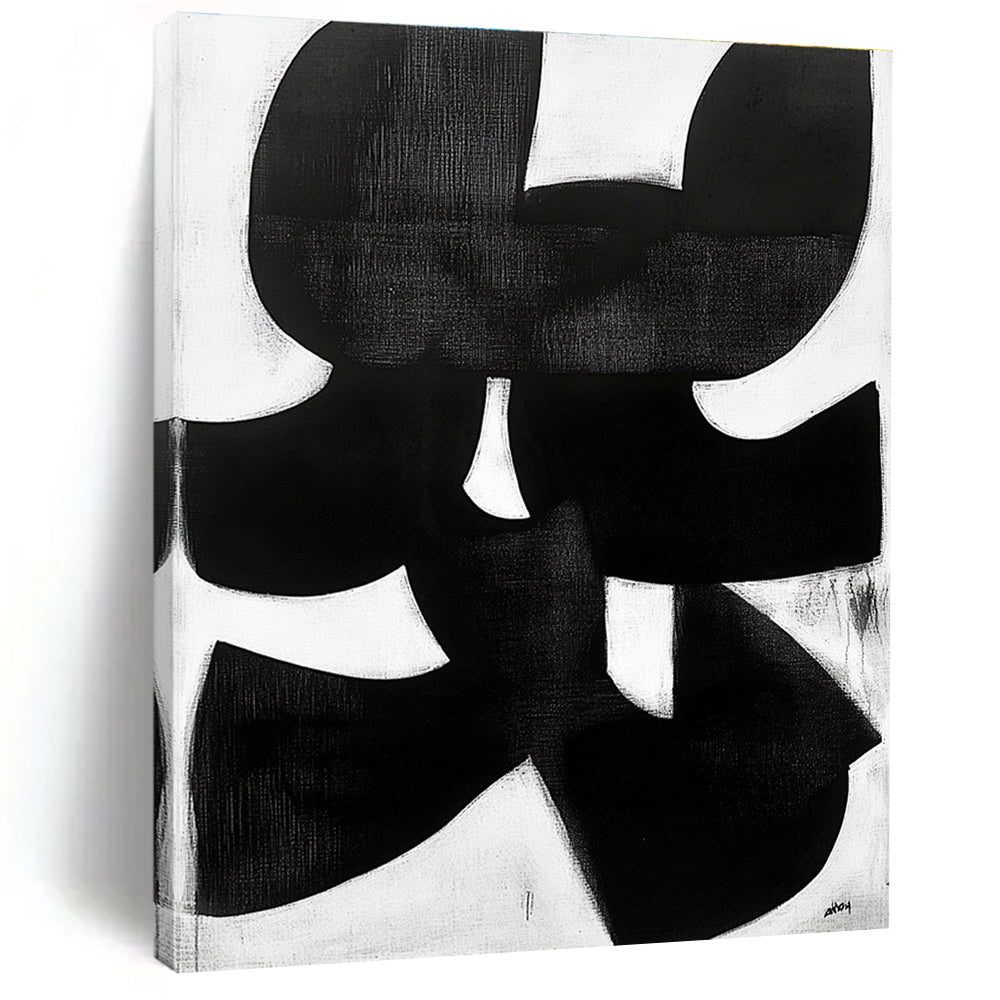 Bold Black and White Shapes Abstract Painting with Graphic Impact WINK011