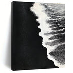 Black and White Beach Minimalist Abstract Painting for Monochrome Lovers GAB1475