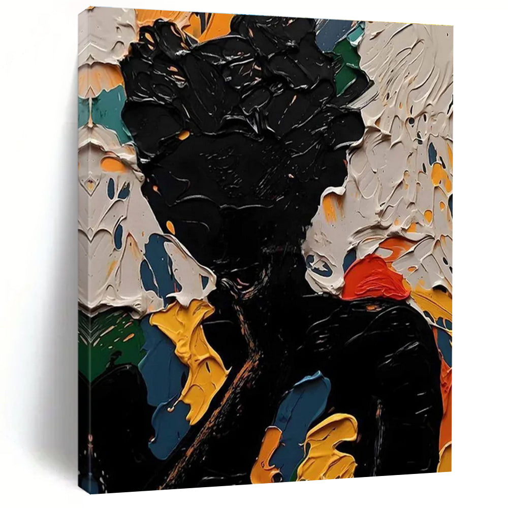 Colorful Textured Silhouette Abstract Painting for Vibrant Interiors HENG308