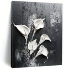Textured White Lilies Abstract Painting for Nature - Loving Bathrooms GAB0997