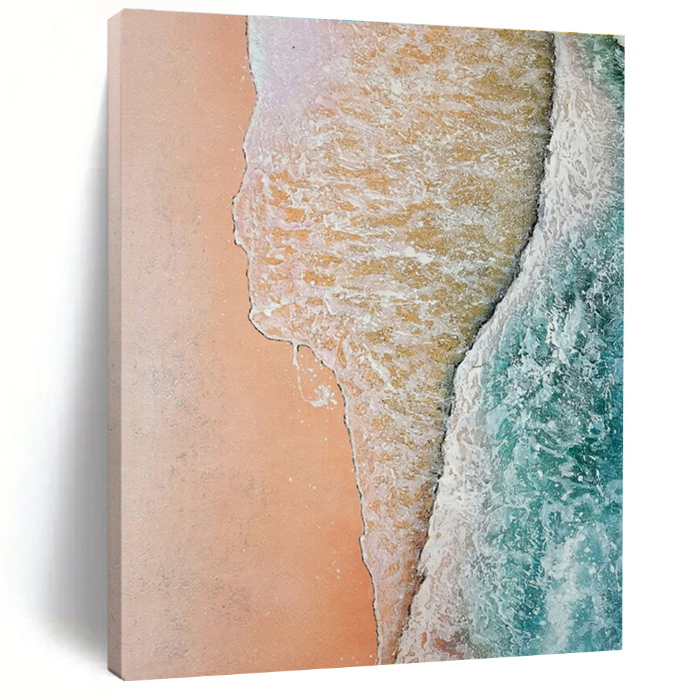 Aerial Beach View Abstract Painting for Coastal Home Bedrooms HENG044