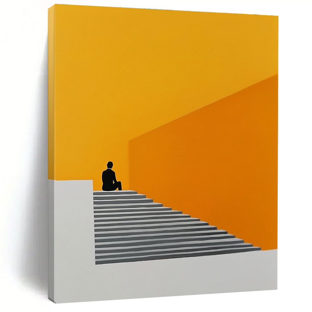Figure on Stairs Conceptual Abstract Painting GAB0308