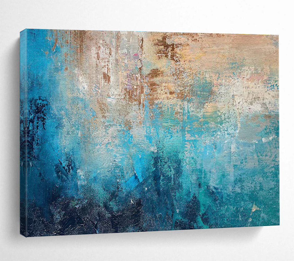 Teal and Blue Abstract Painting for Spa and Wellness Centers YHT374