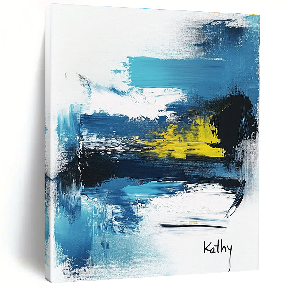 Blue and Yellow Abstract Contemporary Painting for Creative Spaces GAB1466