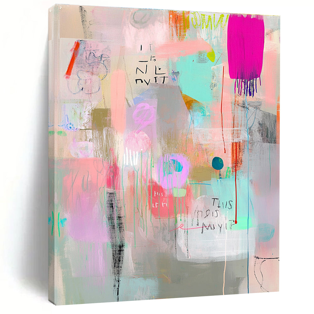 Pastel Abstract Layers Painting of Gentle Expressions GAB0158