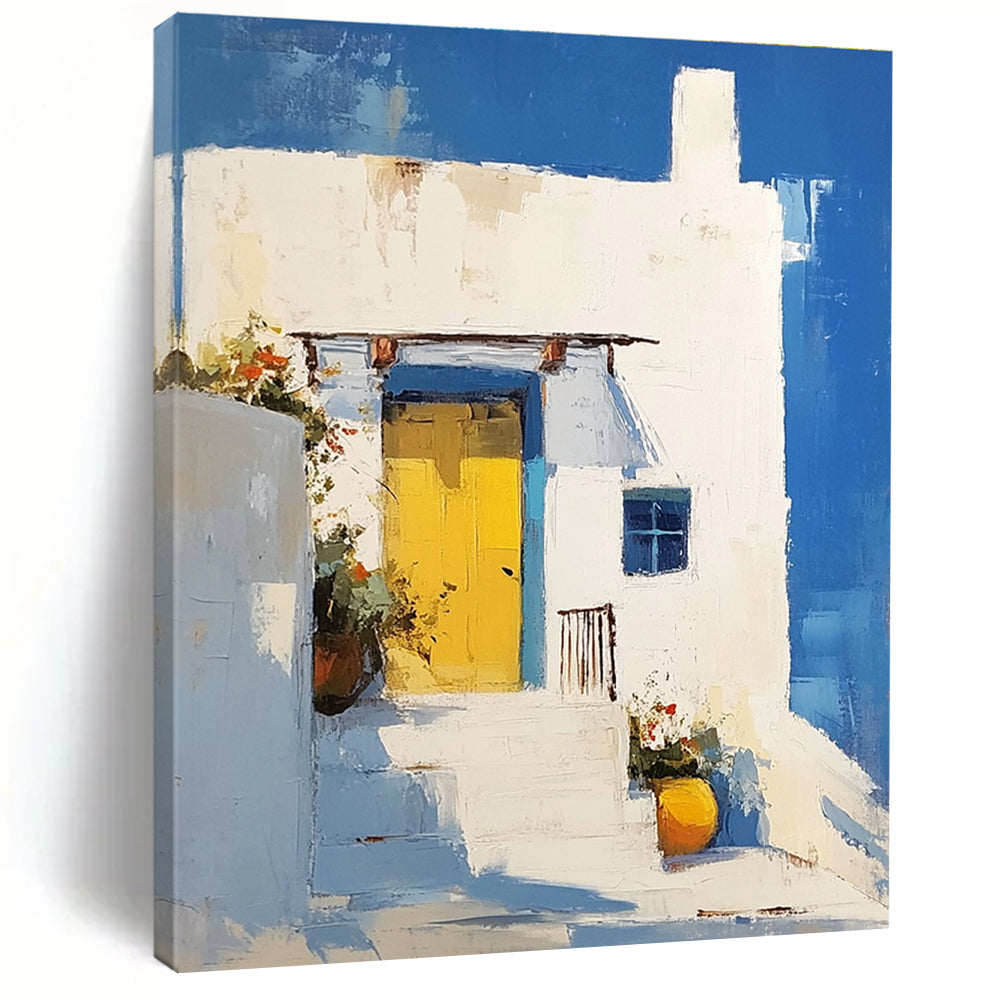 Mediterranean House Scene - Vibrant Architectural Abstract Painting GAB0410