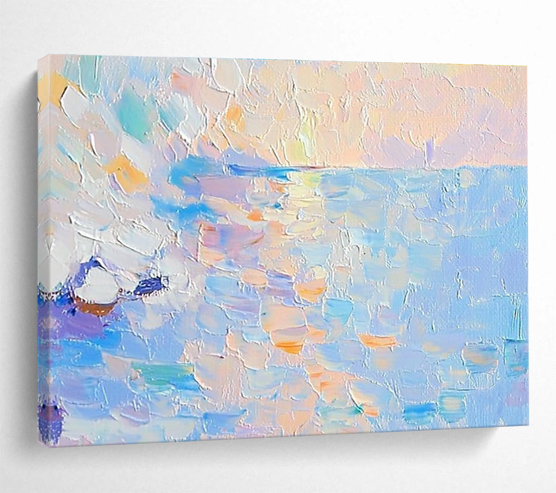 Colorful Sea Abstract Painting with Pointillist - Inspired Brushstrokes ABS278