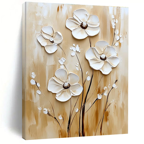 3D Cream - Colored Flowers Tactile Abstract Painting for Cozy Interiors GAB1527