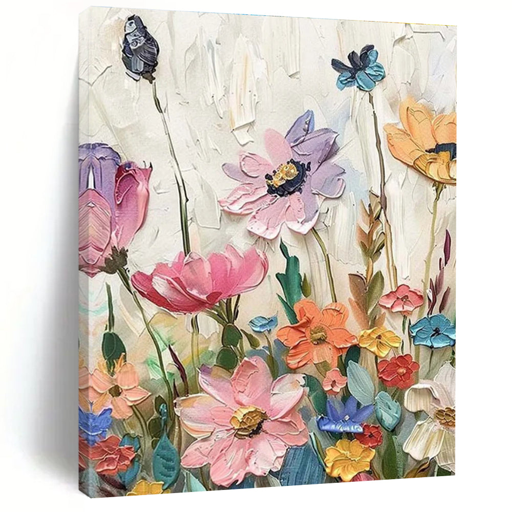 Repetitive Floral Field Abstract Painting for Botanical Garden Gift Shops HENG087