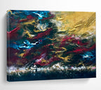 Blue - Gold - Red Abstract Painting for Dramatic Dining Rooms YHT383