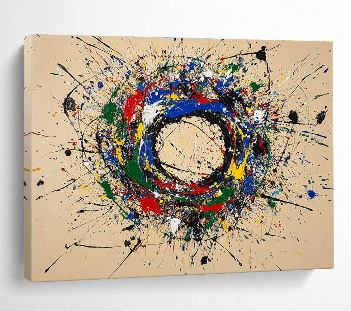 Color Splatter Abstract Circle Painting with Playful, Energetic Chaos ABS489