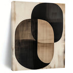 Overlapping Black and Beige Ovals Abstract Painting with Subtle Layers WINK244