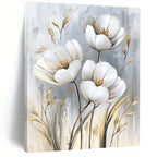 White Tulips with Gold Chic Abstract Painting for Modern Living GAB1526