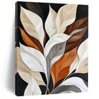 Colorful Leaves on Black Sophisticated Botanical Abstract Painting GAB0303