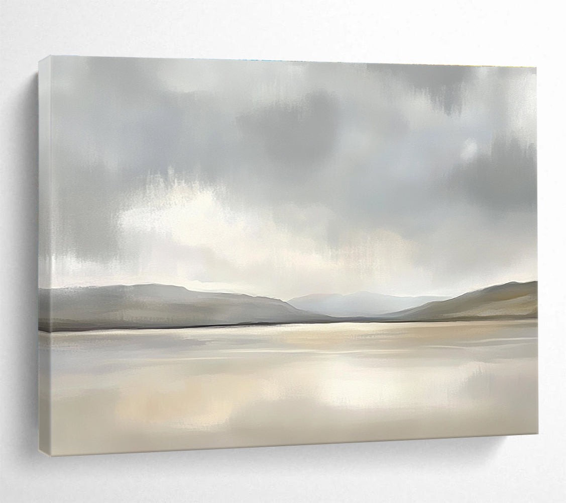 Minimalist Monochrome Lake - Mountain Abstract Painting ABS233