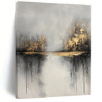 Gold - Lake Abstract Painting for Rustic - Chic Restaurants GAB0862