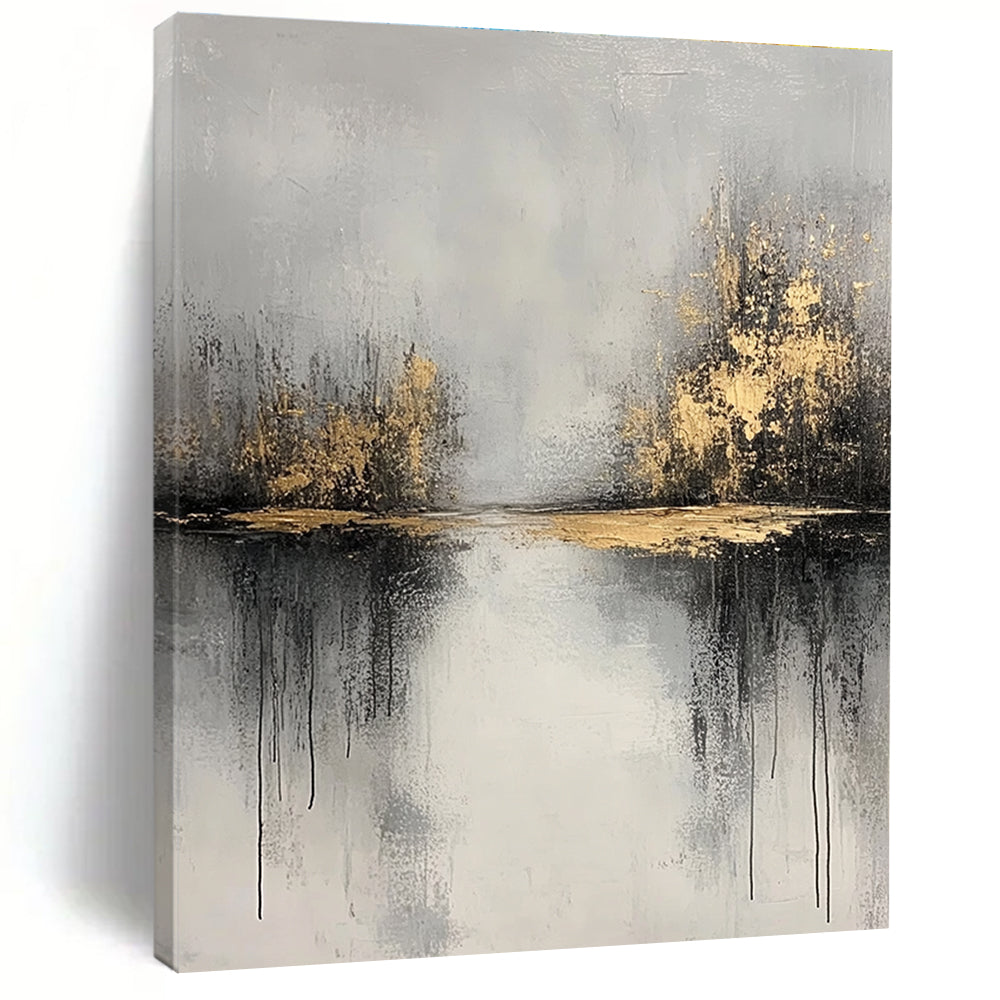 Gold - Lake Abstract Painting for Rustic - Chic Restaurants GAB0862