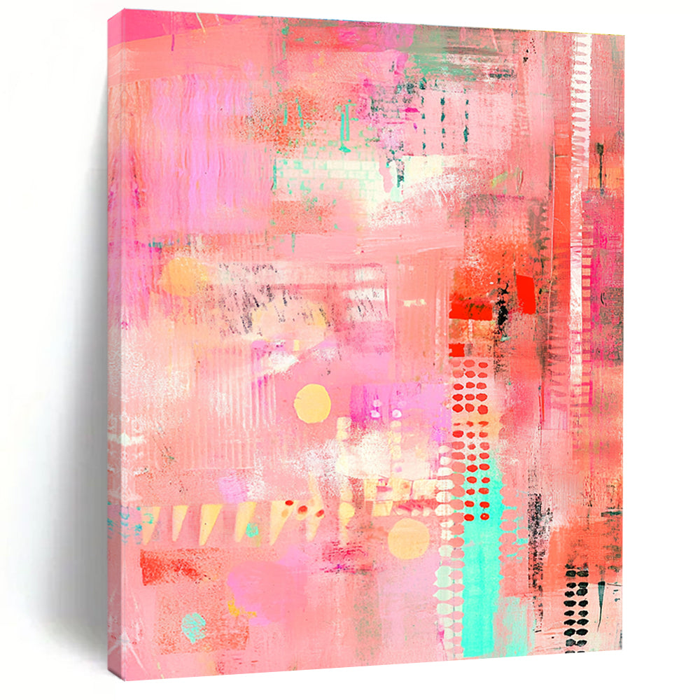 Playful Pink Abstract with Accents Abstract Painting with Cheerful Flair WINK256