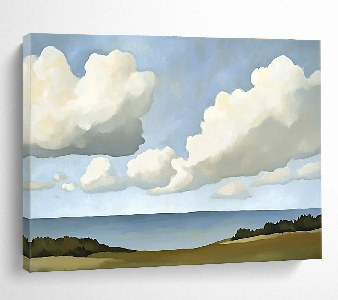 Clouds Over Sea and Fields Abstract Painting with Simple Serenity ABS598