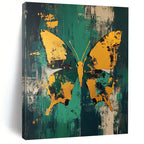 Golden Butterfly on Green Abstract Painting for Lively Interiors GAB0693