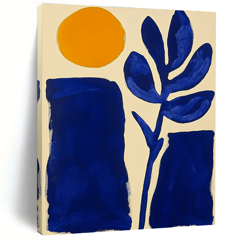 Sun and Plant Shapes Abstract Painting for Minimalist Home Offices GAB1354