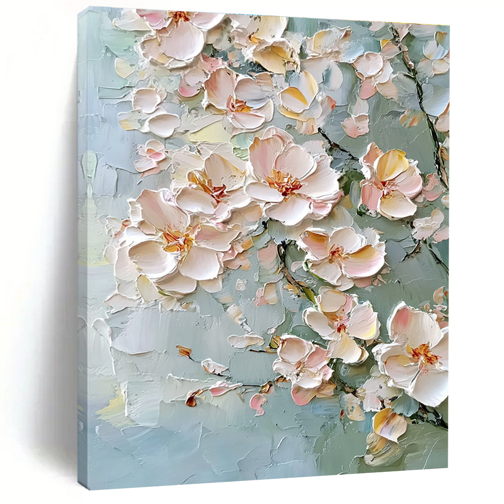Green Background Floral Textured Abstract Painting for Fresh Spaces GAB1417