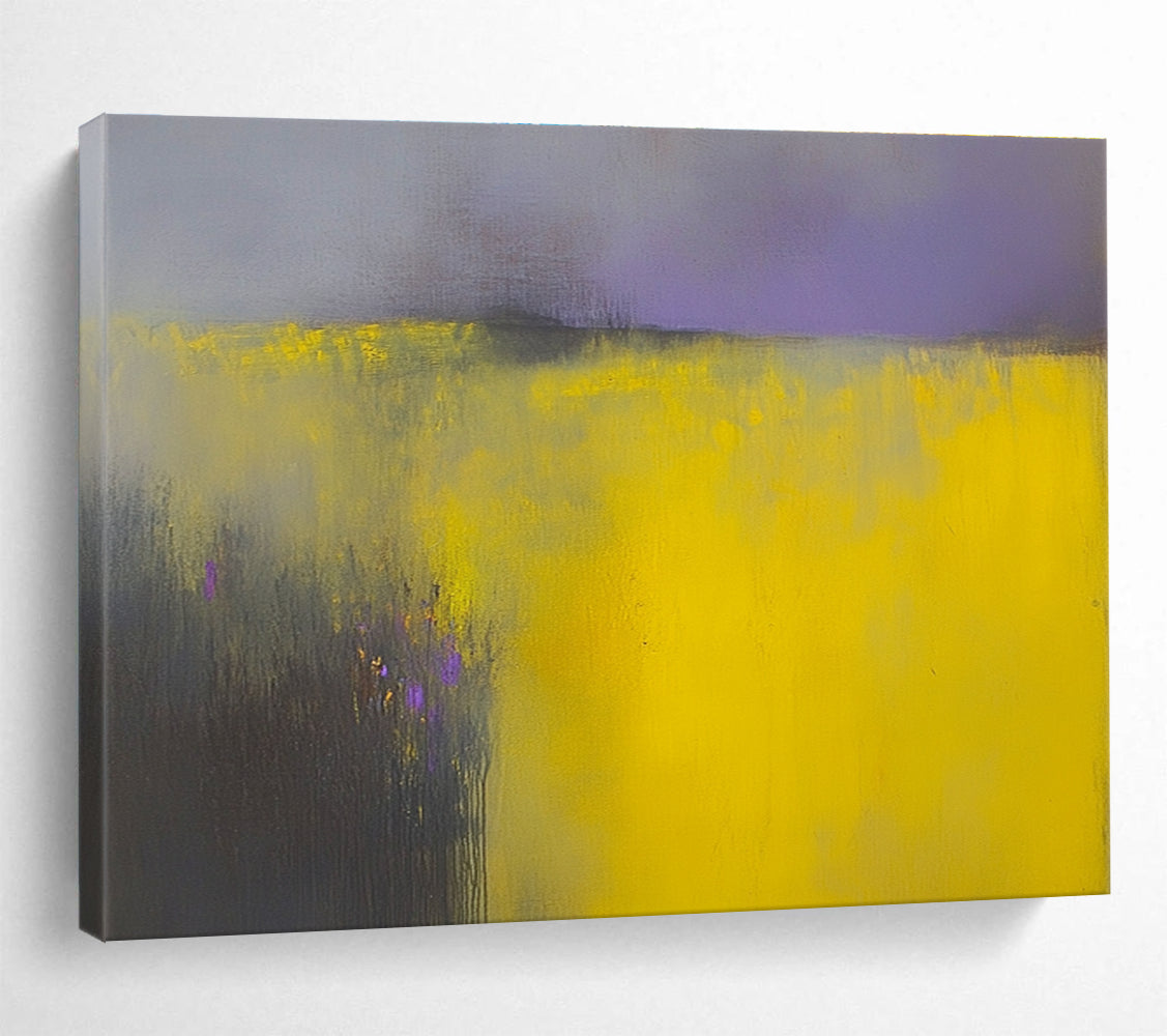 Yellow and Purple Abstract Field  Dreamy Horizon ABS066