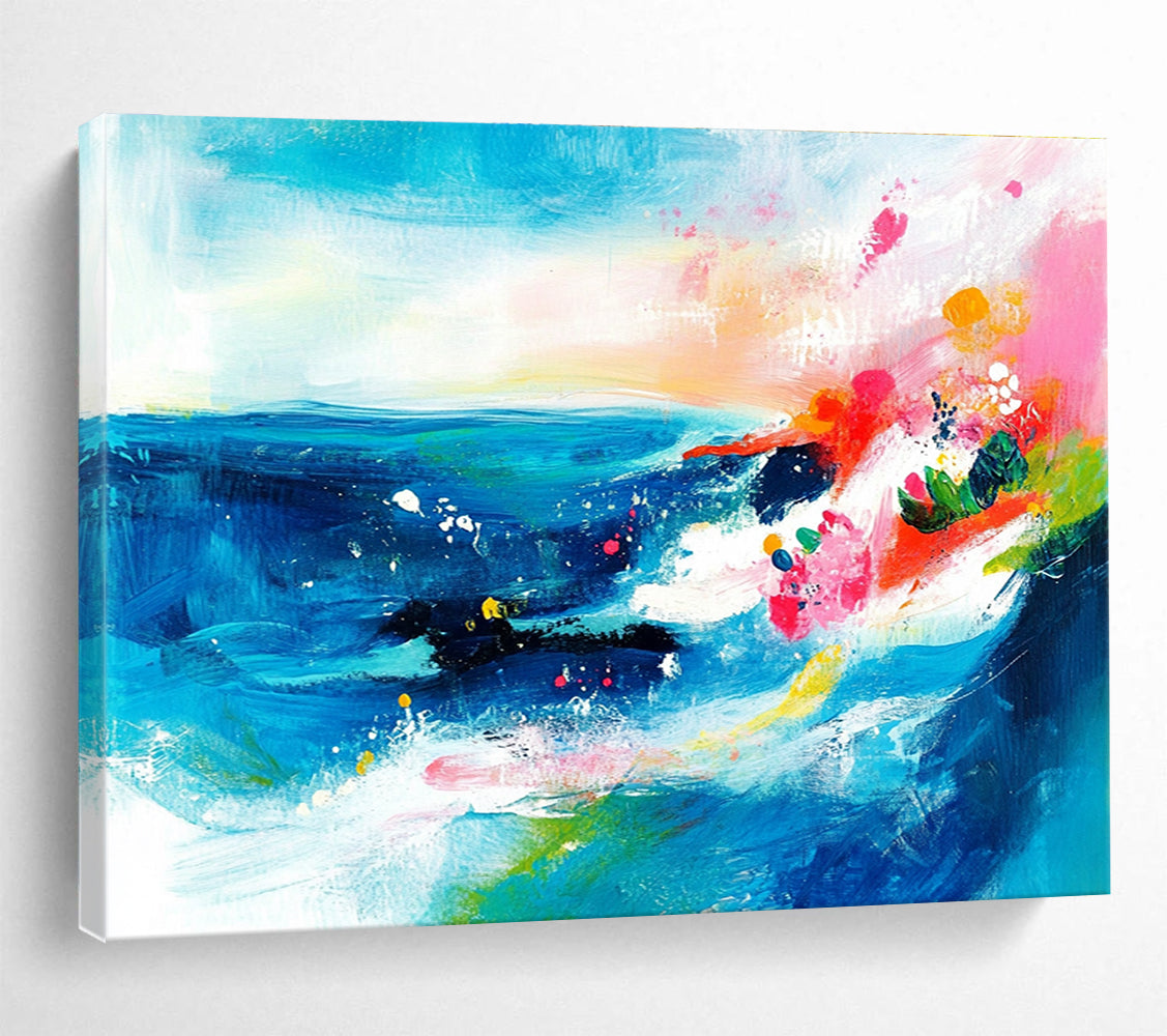Colorful Sea and Sky Abstract Painting with Vivid, Expressive Brushstrokes ABS521