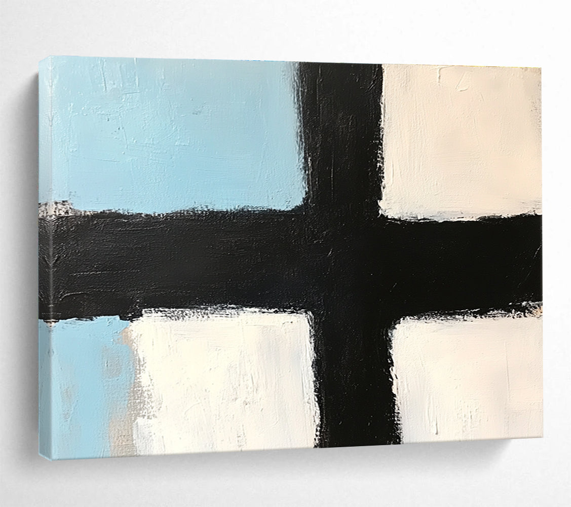 Black and White Cross Abstract Painting ABS309