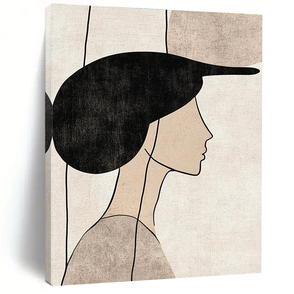 Abstract Woman with Hat Abstract Painting for Retro - Inspired Cafes GAB1377