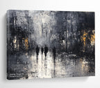 Dark City Street Abstract Painting with Mysterious Urban Mood ABS445