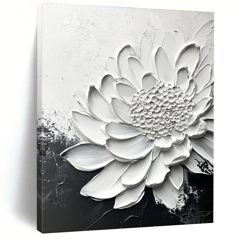 Large White Daisy Abstract Painting for Minimalist - Inspired Gardens GAB1006