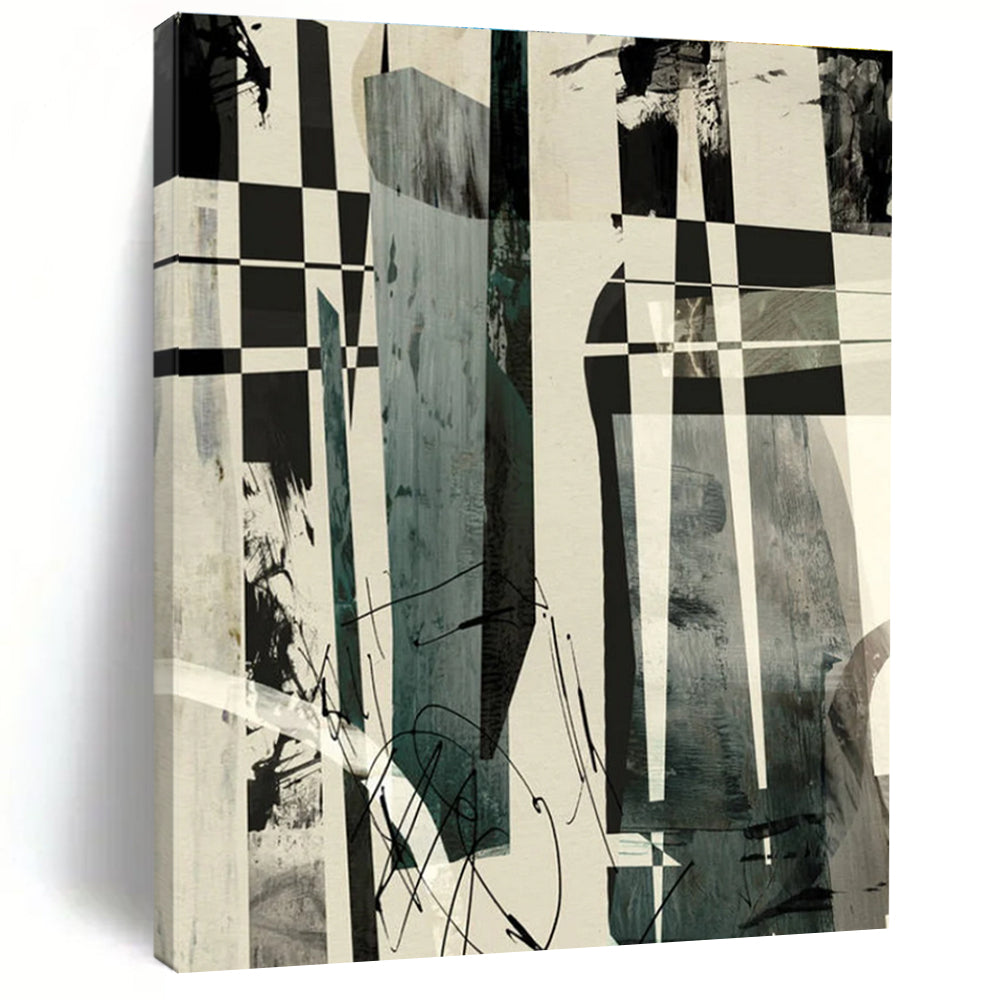 Checkered Abstract Composition Painting for Urban - Style Lofts HENG218
