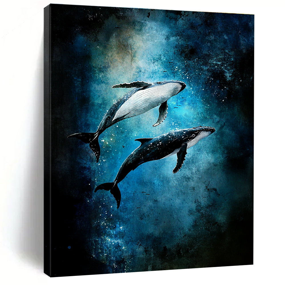 Whales in Starry Ocean Magical Abstract Painting for Kids’ Rooms GAB1513