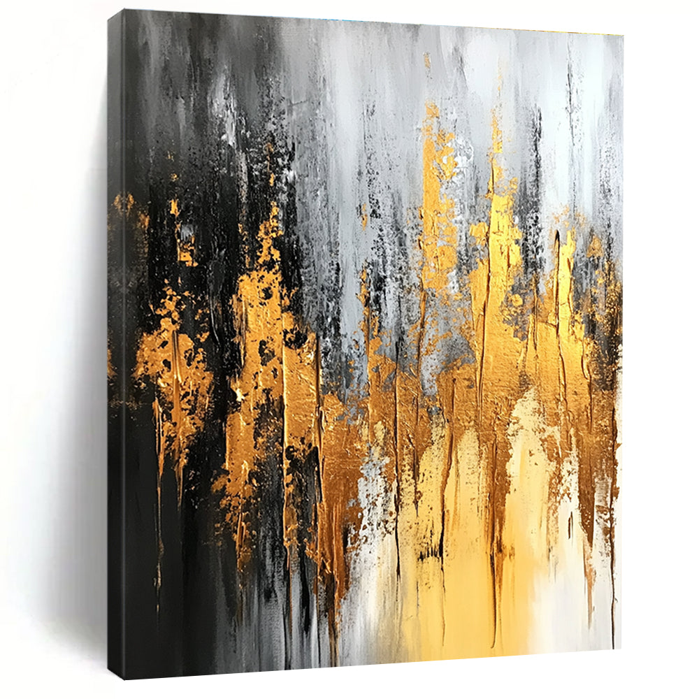 Gray Gold Abstract Painting with Luxe Drama WINK696