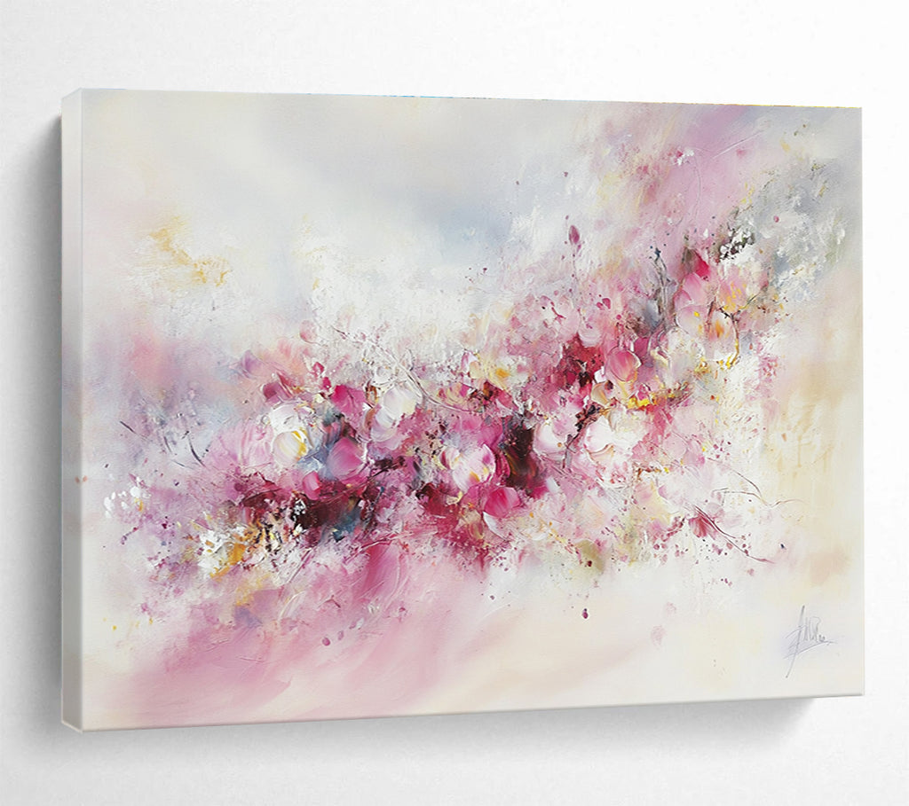 Soft Pink Floral with Delicate Textures Abstract Painting ABS350