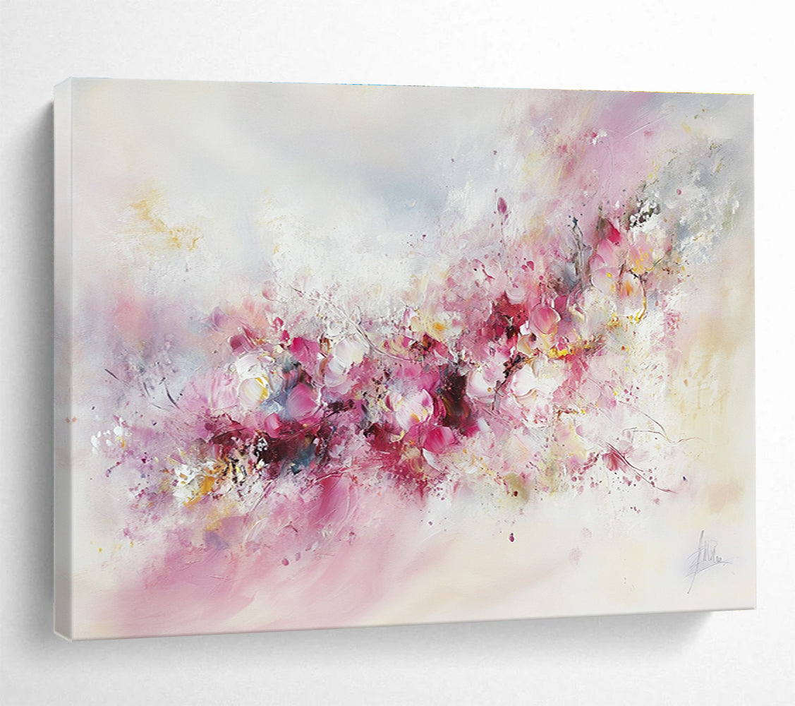 Soft Pink Floral with Delicate Textures Abstract Painting ABS350