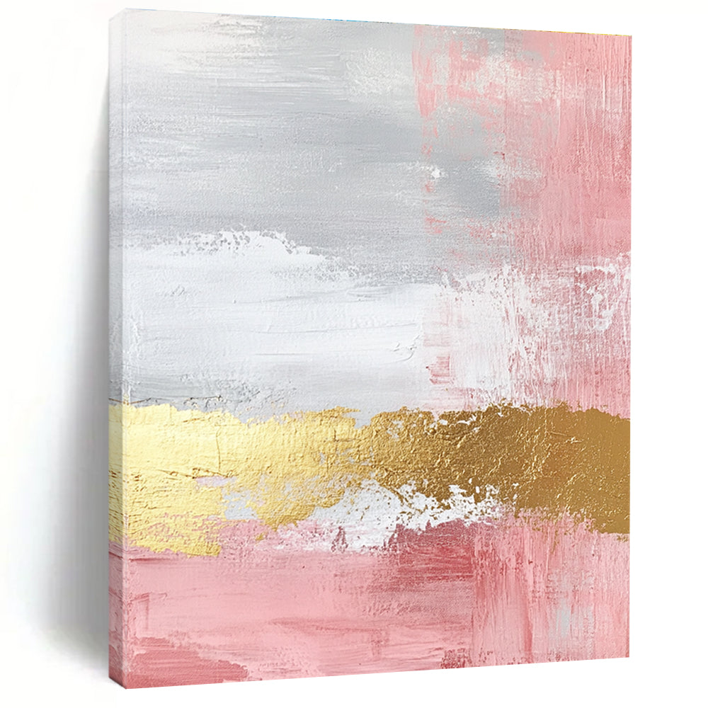Pink - Gray - Gold Abstract Painting with Feminine Sophistication WINK443
