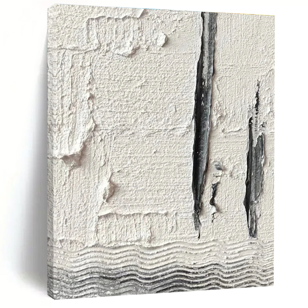 Gray - White Textured Fragment Abstract Painting for Industrial - Chic Spaces HENG371