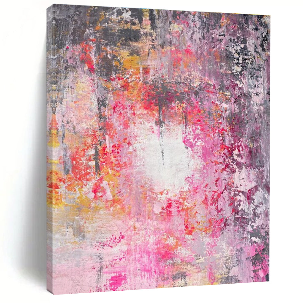 Pink and Gray Abstract Painting for Romantic Living Spaces HENG470