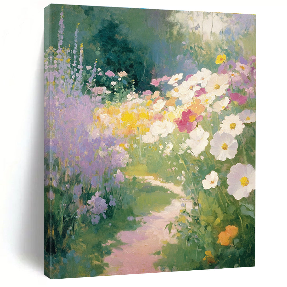 Flower - Filled Garden Path - Romantic Impressionist Art GAB0388