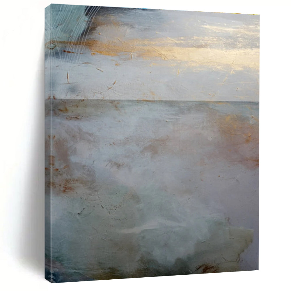 Subtle Gold - Accented Landscape Abstract Painting for Serene Hotel Lobbies HENG173