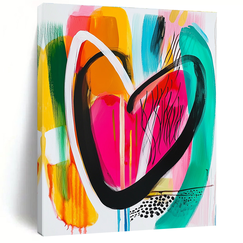 Colorful Heart Abstract Painting for Romantic Wedding Venue Reception Areas GAB1199