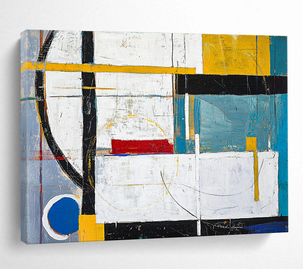 Geometric Color Block Abstract Painting with Structured Vibrant Shapes ABS549