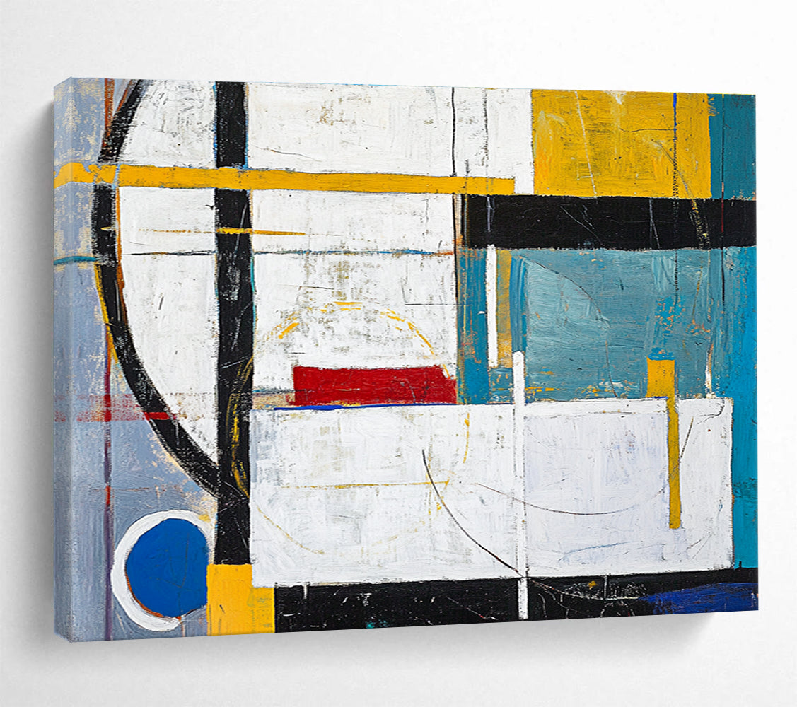 Geometric Color Block Abstract Painting with Structured Vibrant Shapes ABS549