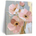 Pink Flowers with Gold Accents Elegant Abstract Painting for Sophisticated Interiors GAB1421