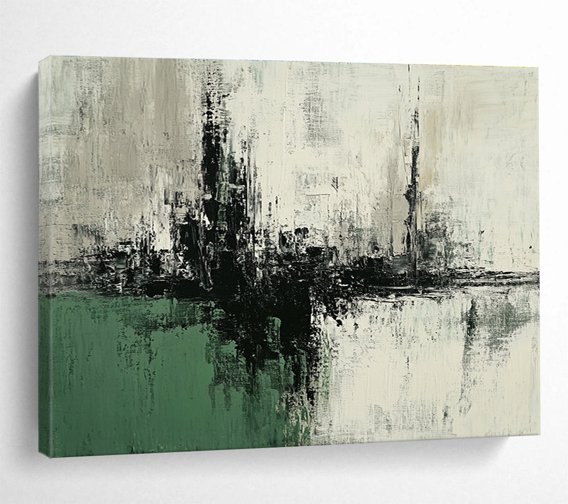 Black and White Abstract Landscape with Textured Horizons Abstract Painting ABS377