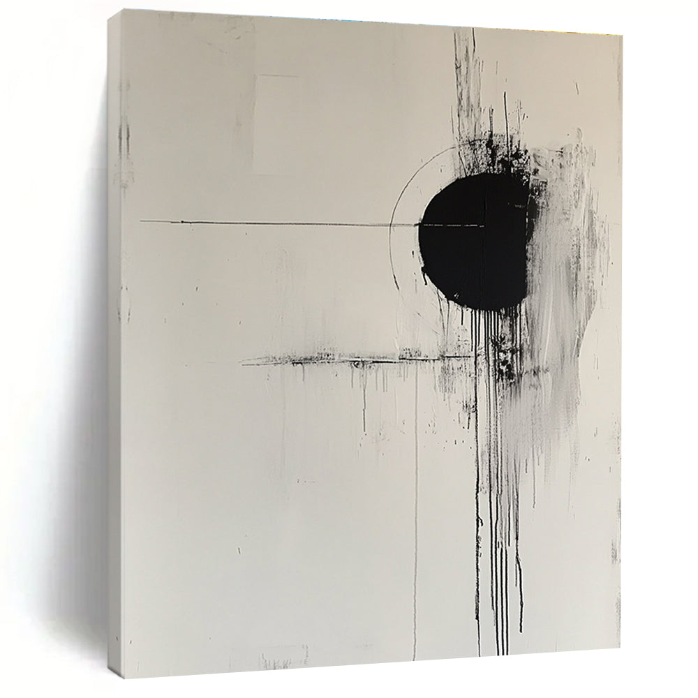 Black and White Minimalist Abstract Painting for Contemporary Art Spaces GAB1048