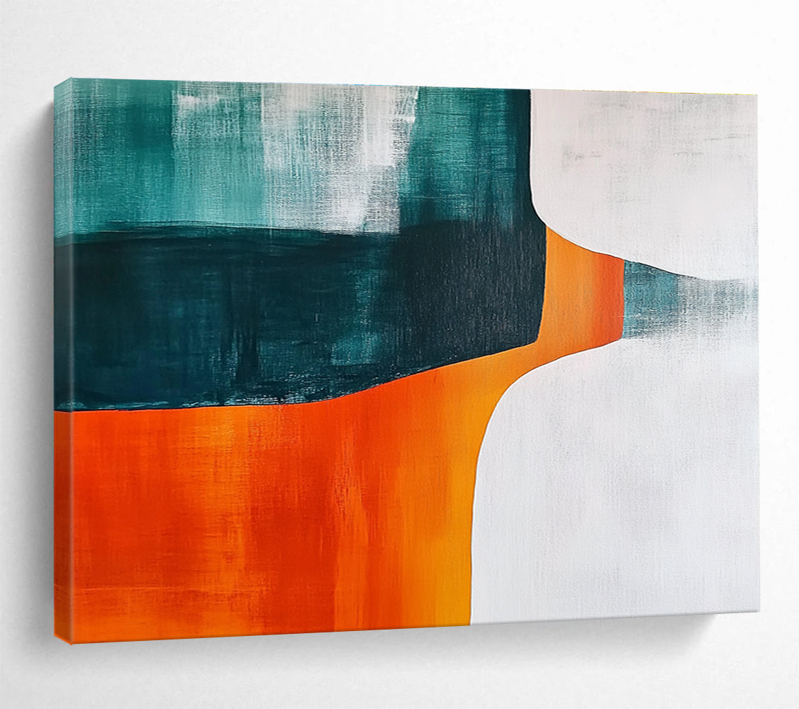 Teal and Orange Abstract Painting with Vivid Contrast ABS408